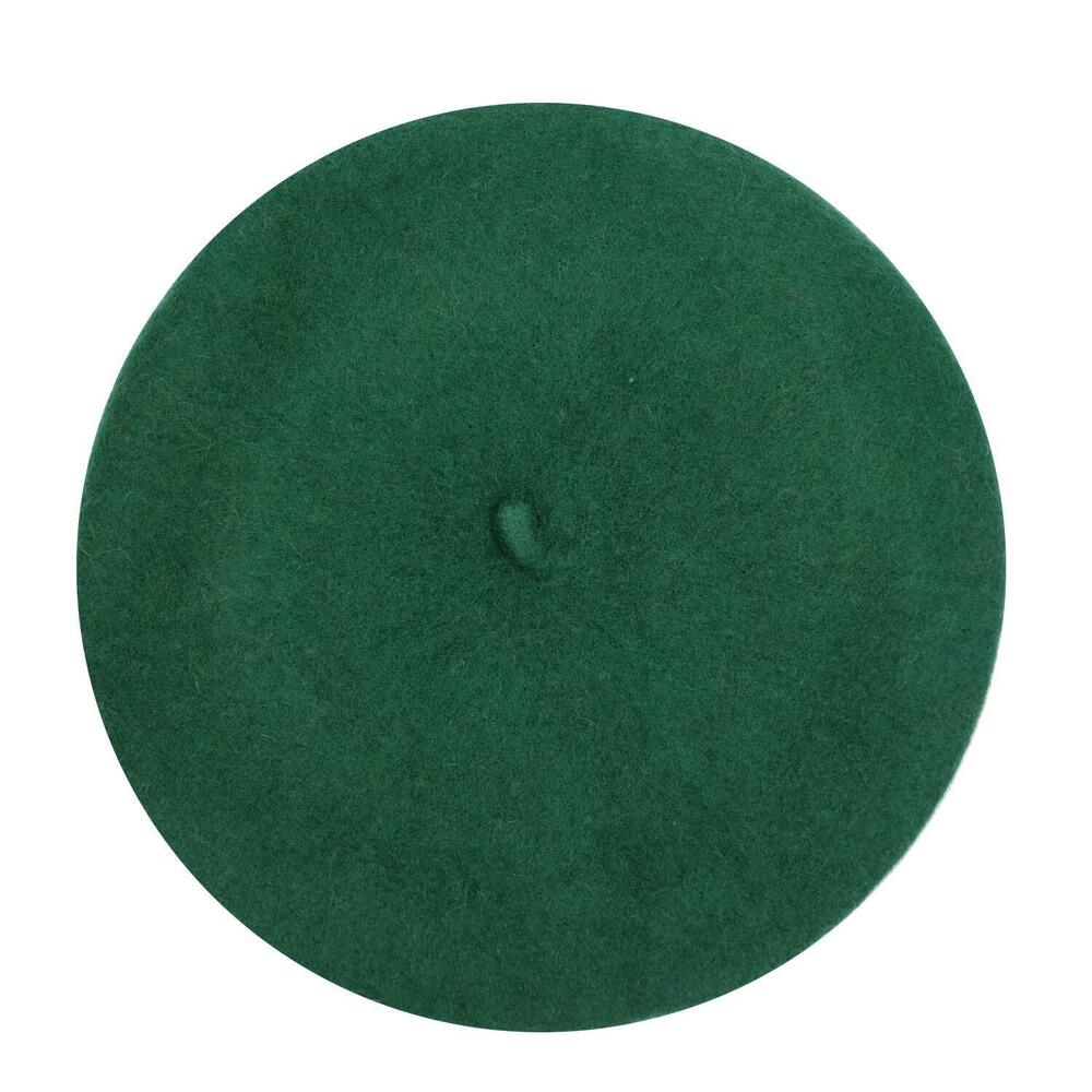 7677 Women Wool Beret Hat French Style Solid Color (dark Green)